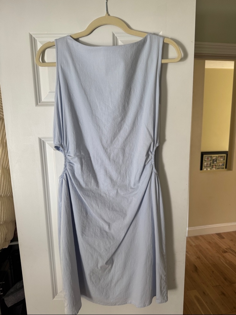 Abercrombie & Fitch Light Blue Sleeveless Midi Dress with Side Gather